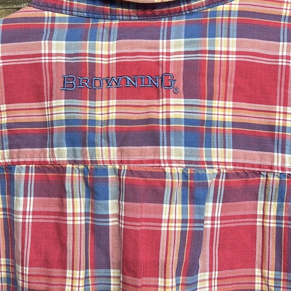 Browning‎ Red Plaid Short Sleeve Button Down Shirt Men's Size XL - Picture 5 of 5